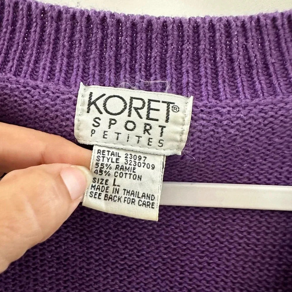 80s Colorblock Knit Cardigan Koret size large vintage - Picture 7 of 7